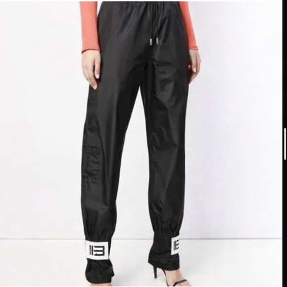 NWT Off-White Black Track Style Pants with Ankle Tie Medium $650 Retail